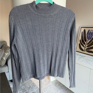 Laura Scott Gray Ribbed Women's Mockneck Sweater
